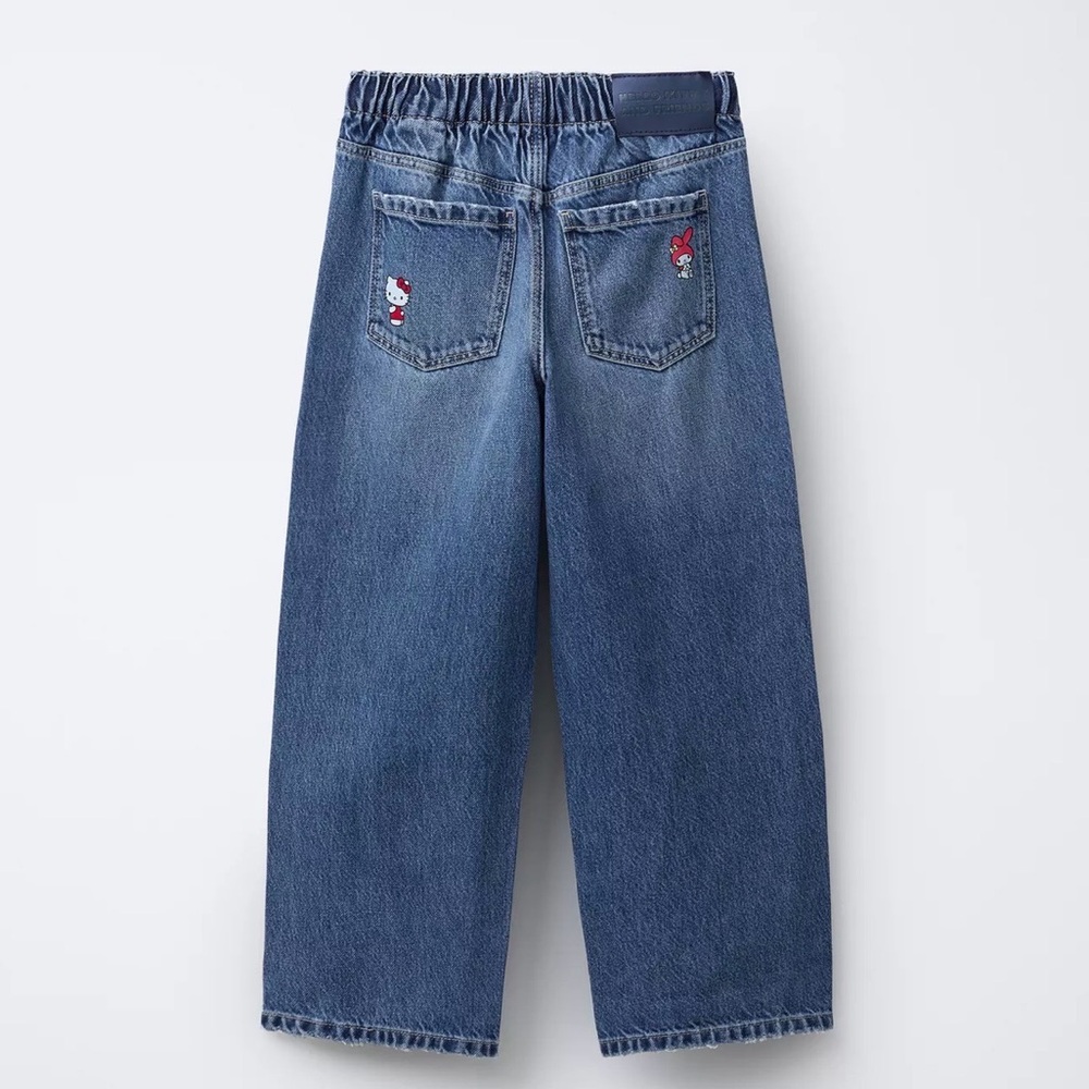 Zara Girls Hello Kitty Sanrio Print Barrel Jeans Size 9-10 Years - Picture 8 of 11